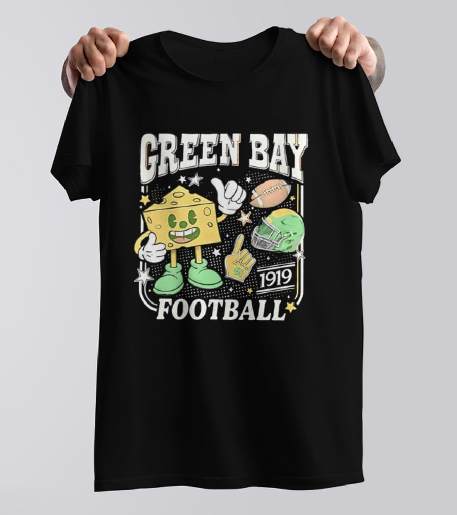 Green Bay 1919 Cheesehead Football Mascot And Gear T-Shirt