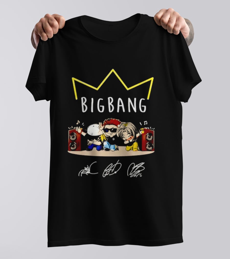 BIGBANG Chibi Characters With Crown And Speaker T-Shirt