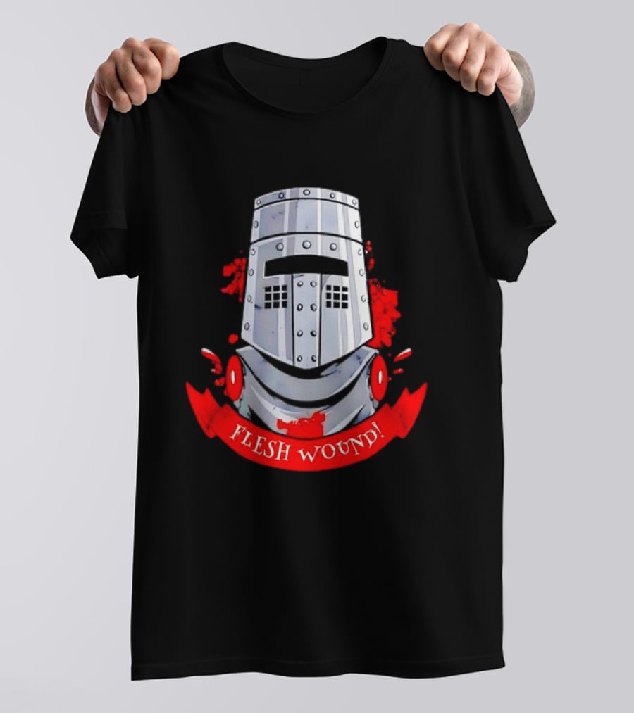 Black Knight Flesh Wound Helmet Monty Python Holy Grail T-Shirt