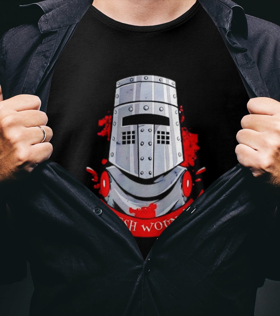 Black Knight Flesh Wound Helmet Monty Python Holy Grail T-Shirt