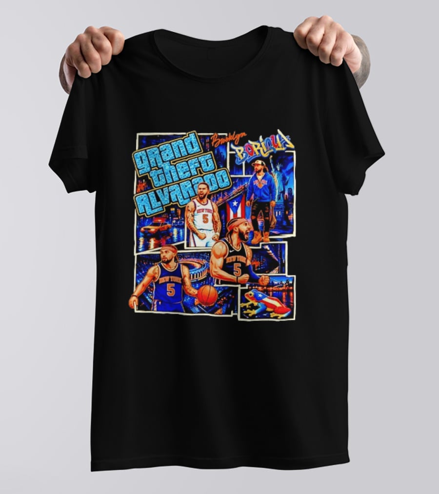 Brooklyn Boricua NY Knicks Grand Theft Alvarado T-Shirt