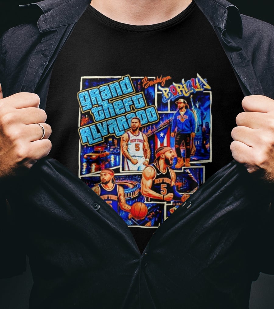 Brooklyn Boricua NY Knicks Grand Theft Alvarado T-Shirt