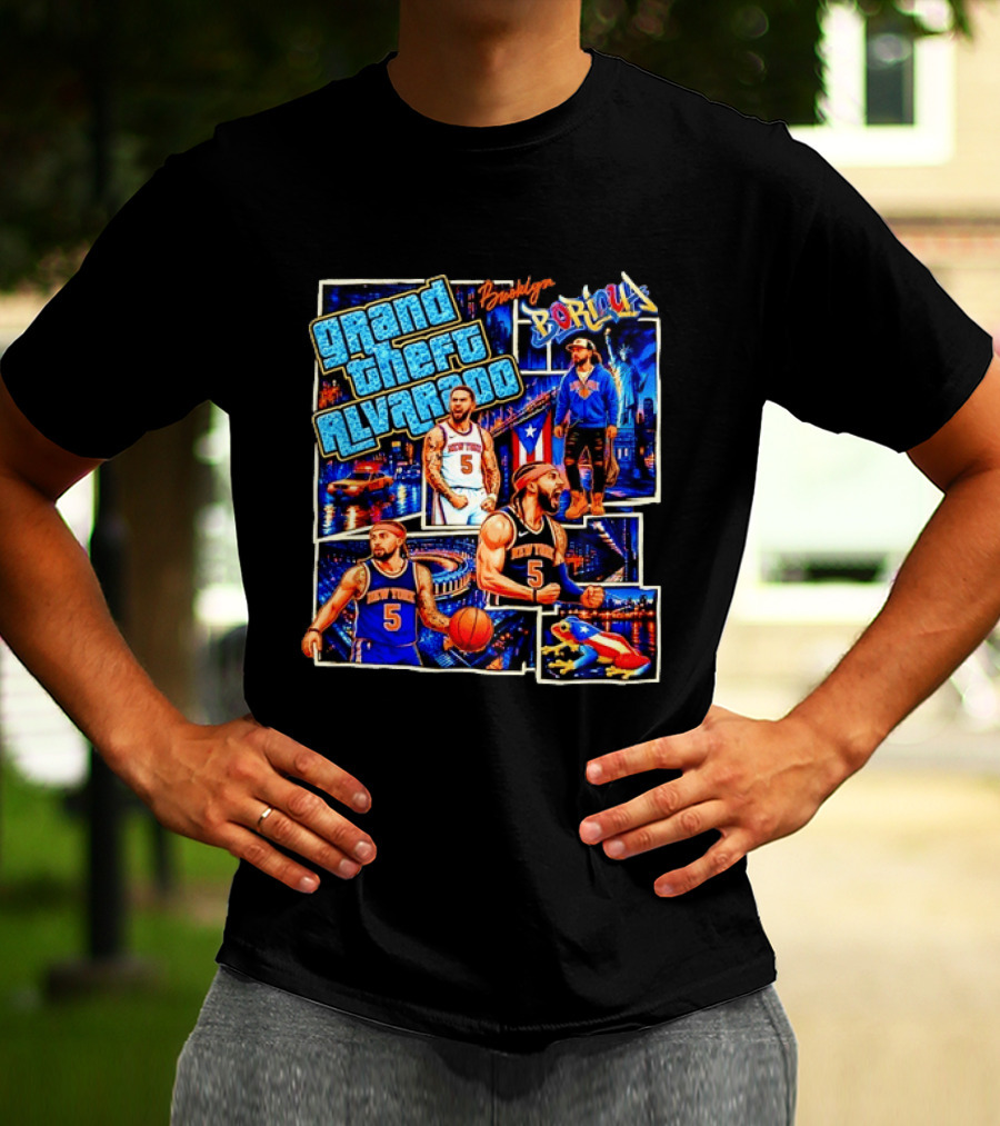 Brooklyn Boricua NY Knicks Grand Theft Alvarado T-Shirt