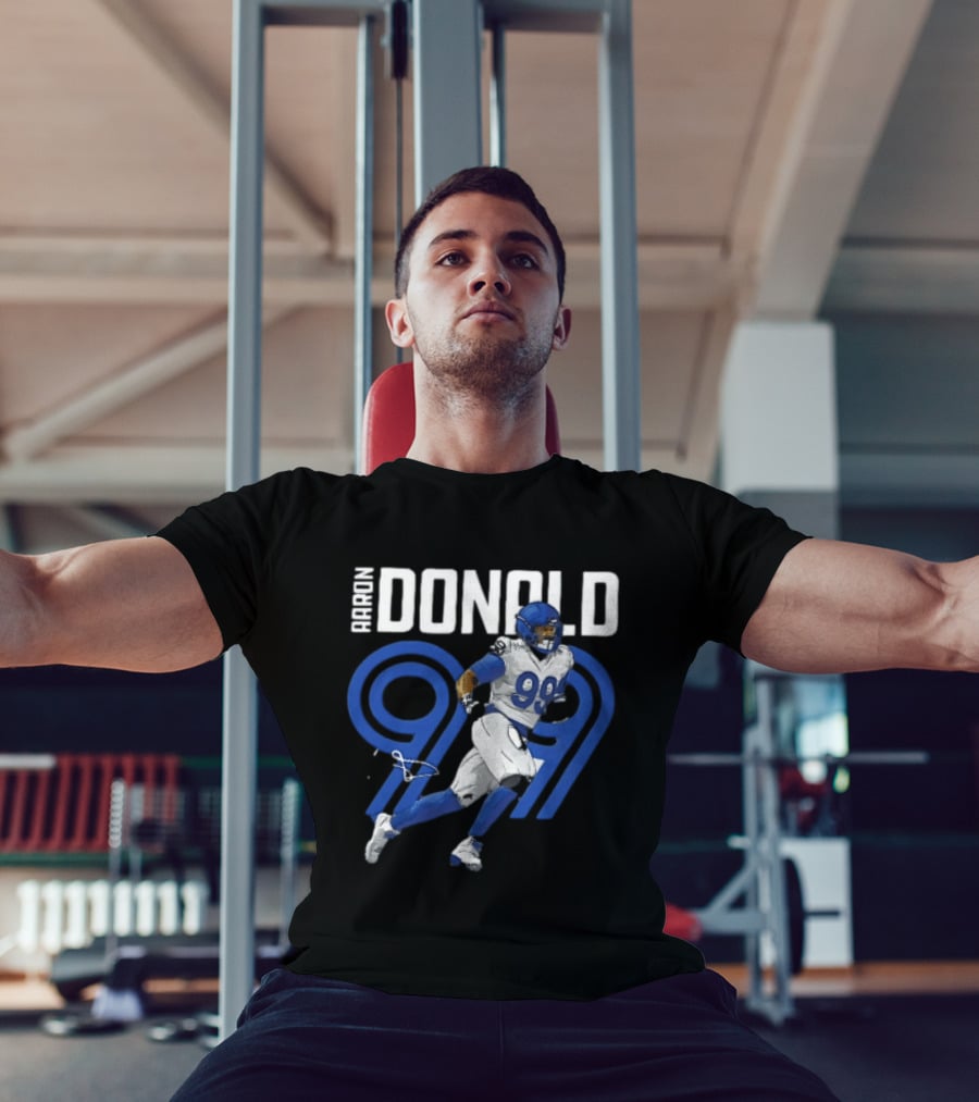 Los Angeles Rams Aaron Donald 99 Blue Running Player T-Shirt