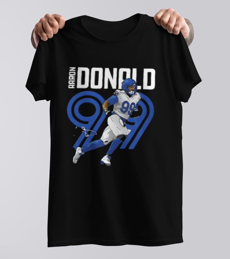 Los Angeles Rams Aaron Donald 99 Blue Running Player T-Shirt