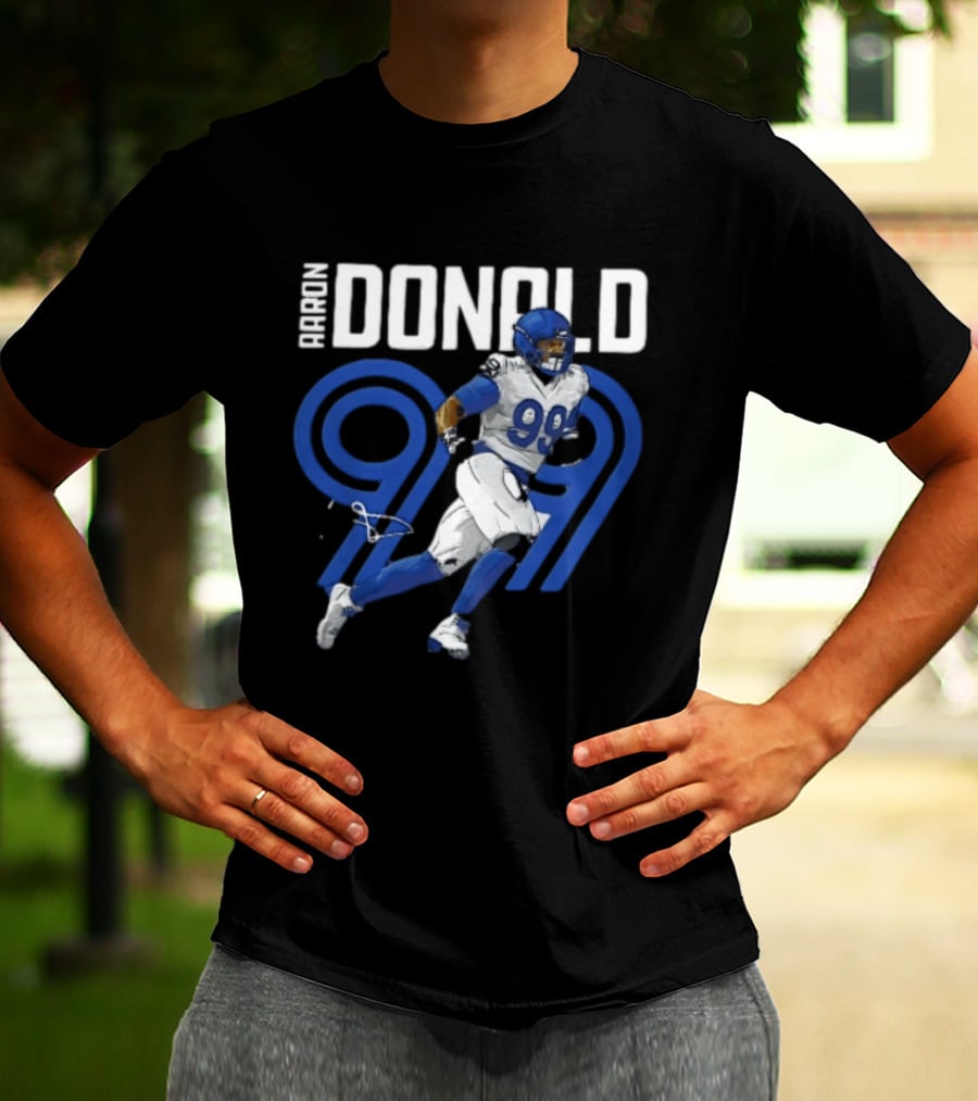 Los Angeles Rams Aaron Donald 99 Blue Running Player T-Shirt