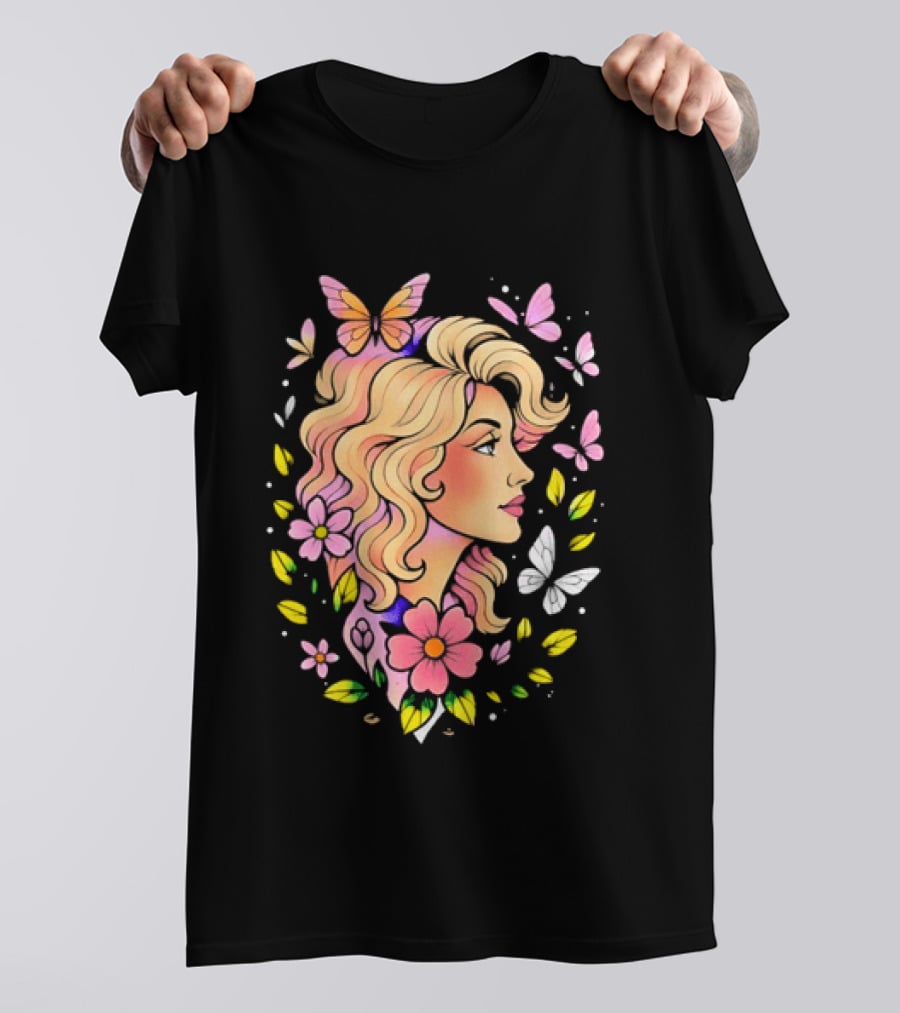 Dolly Parton Floral Butterfly Country Music T-Shirt