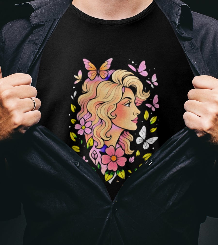Dolly Parton Floral Butterfly Country Music T-Shirt