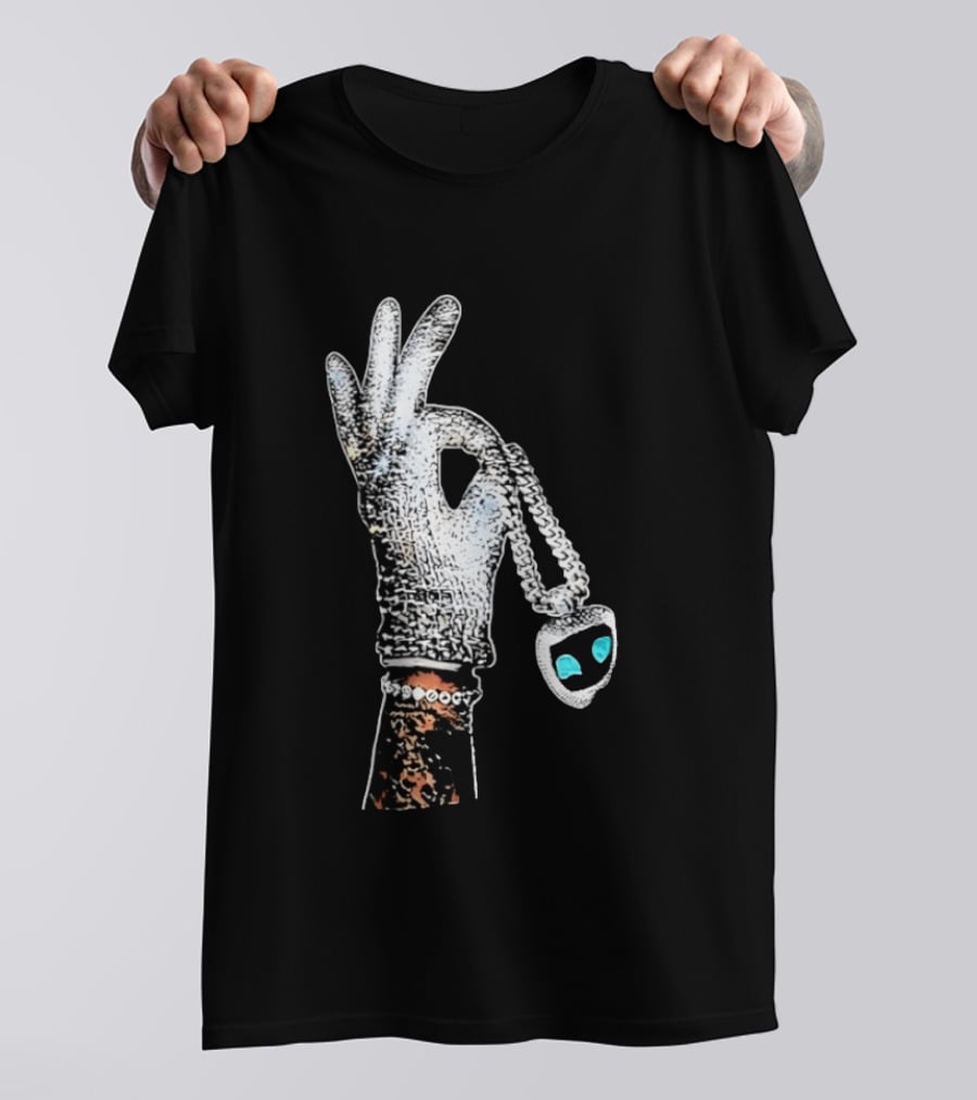 King Of Pop Sequin Glove Holding Alien Pendant T-Shirt