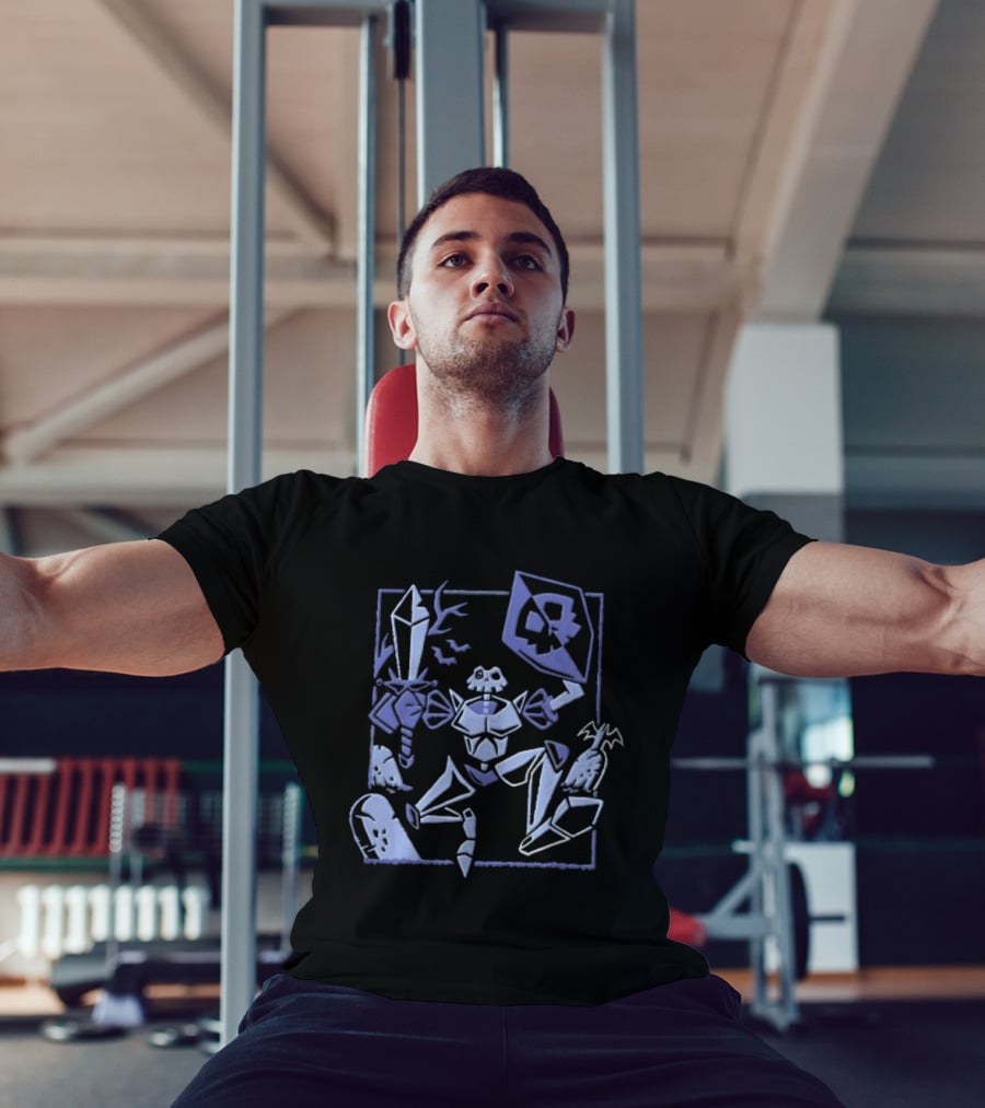 Skeleton Knight With Sword And Shield In Graveyard Gaming Adventure T-Shirt