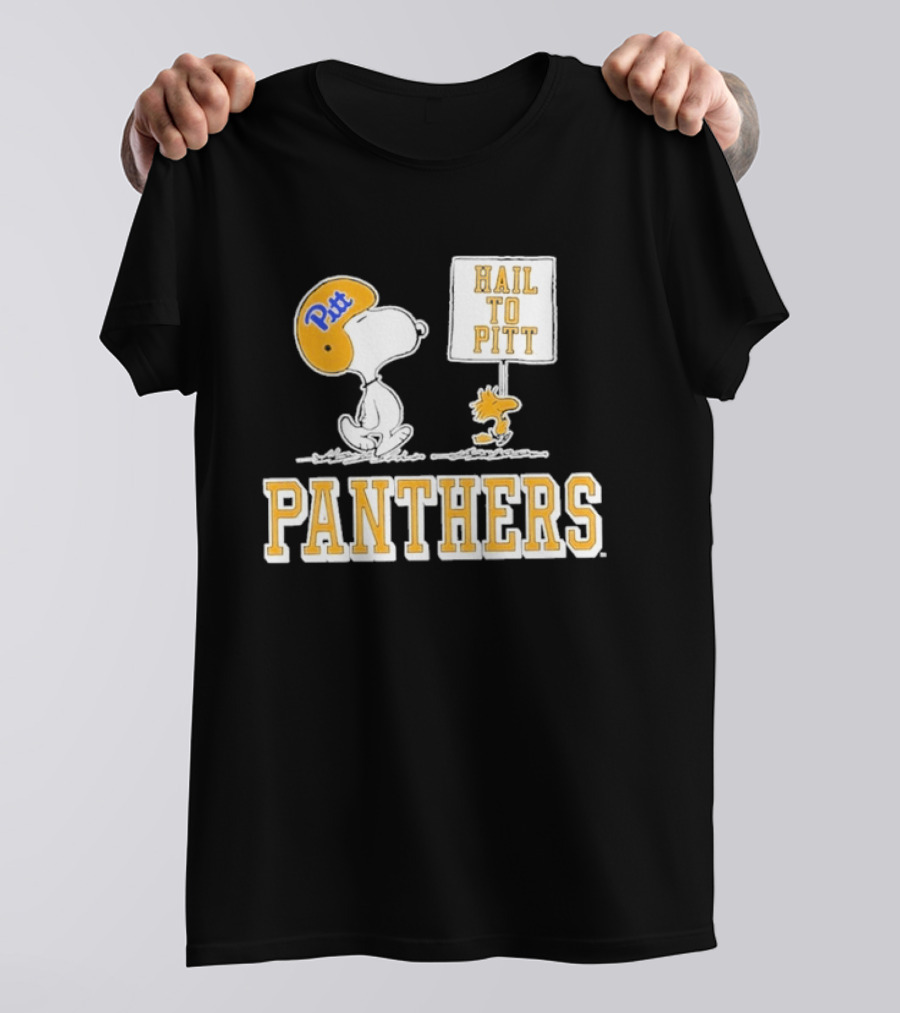 Snoopy Woodstock Hail To Pitt Panthers Peanuts Football Fan T-Shirt