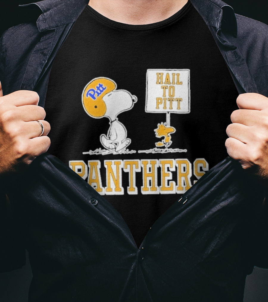 Snoopy Woodstock Hail To Pitt Panthers Peanuts Football Fan T-Shirt