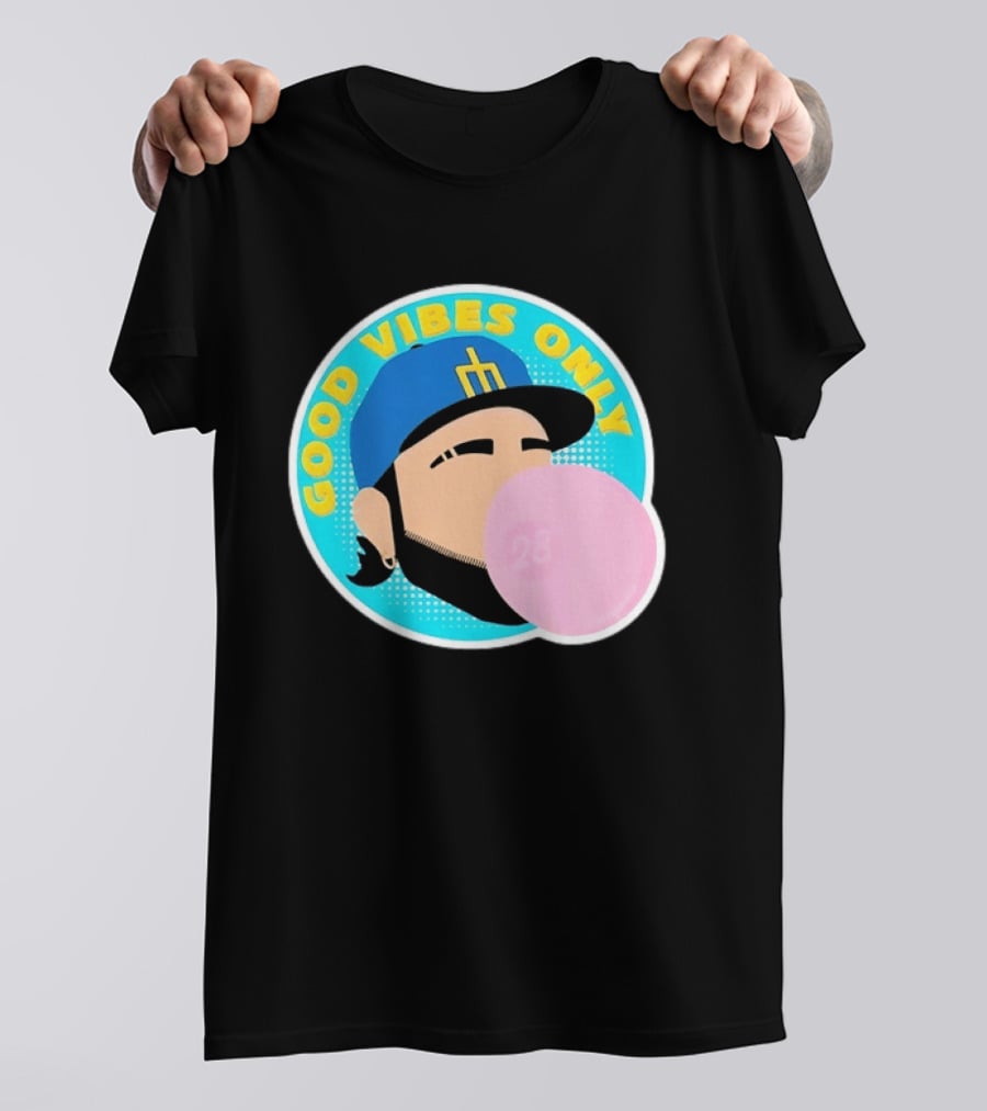 Seattle Mariners Eugenio Suarez Good Vibes Only 28 Baseball Bubblegum T-Shirt