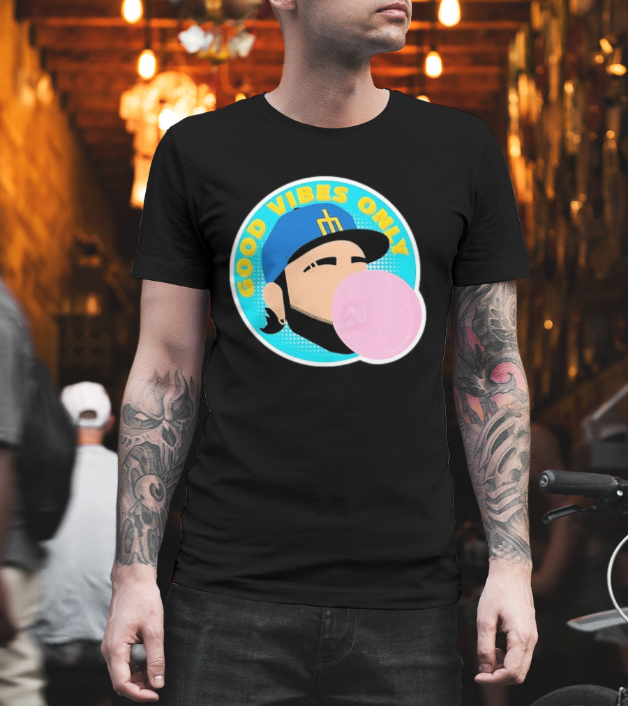 Seattle Mariners Eugenio Suarez Good Vibes Only 28 Baseball Bubblegum T-Shirt