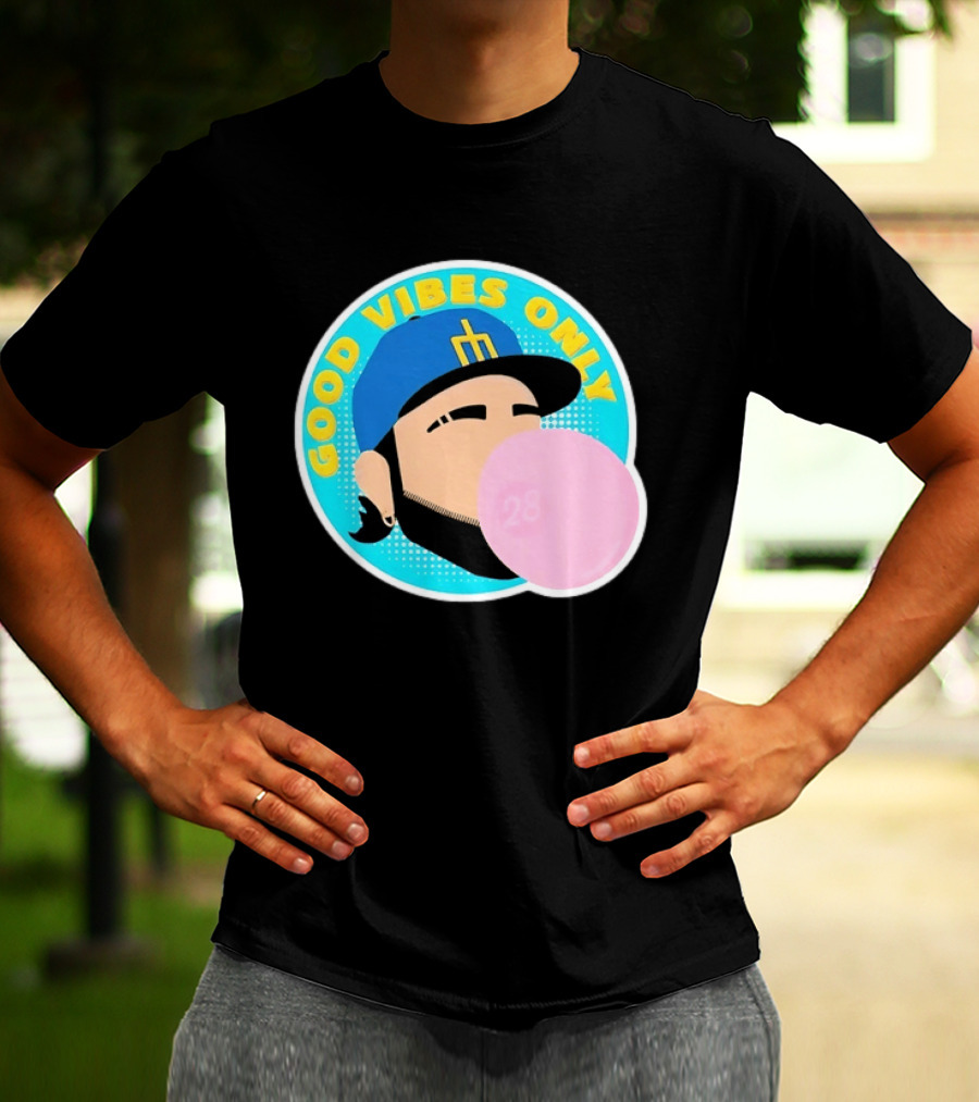 Seattle Mariners Eugenio Suarez Good Vibes Only 28 Baseball Bubblegum T-Shirt