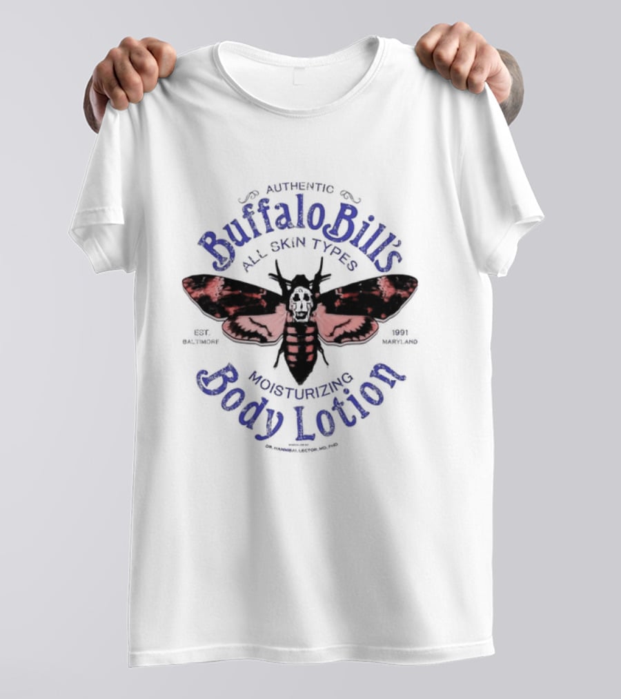 Authentic Buffalo Bill's All Skin Types Moisturizing Body Lotion Moth T-Shirt
