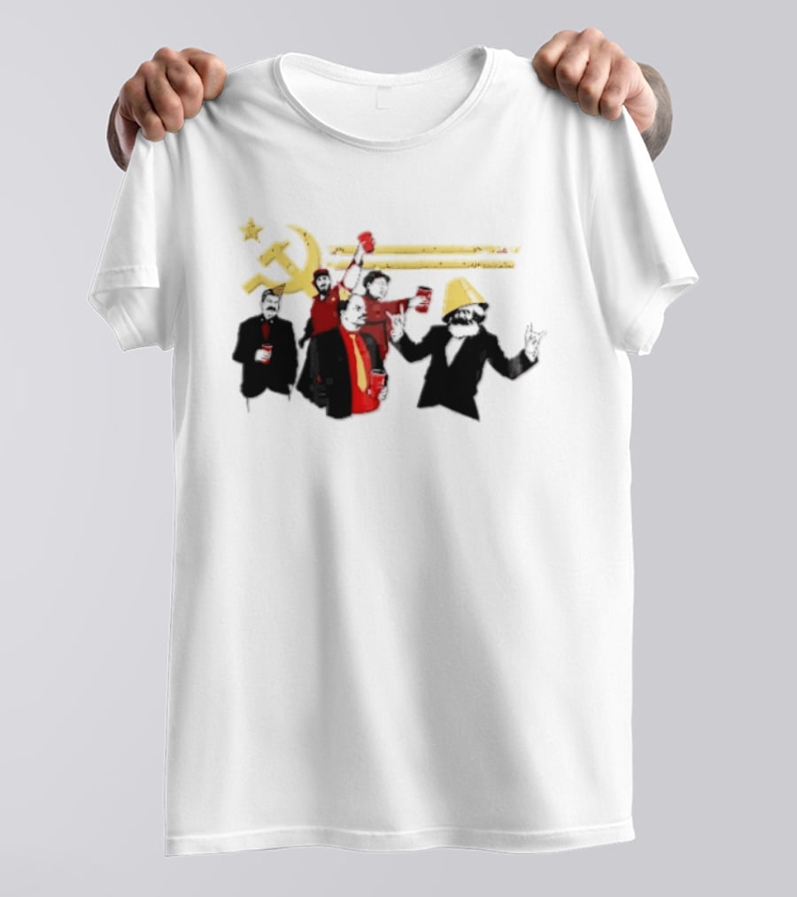 Communist Leaders Party Hammer Sickle Red Cups Star T-Shirt