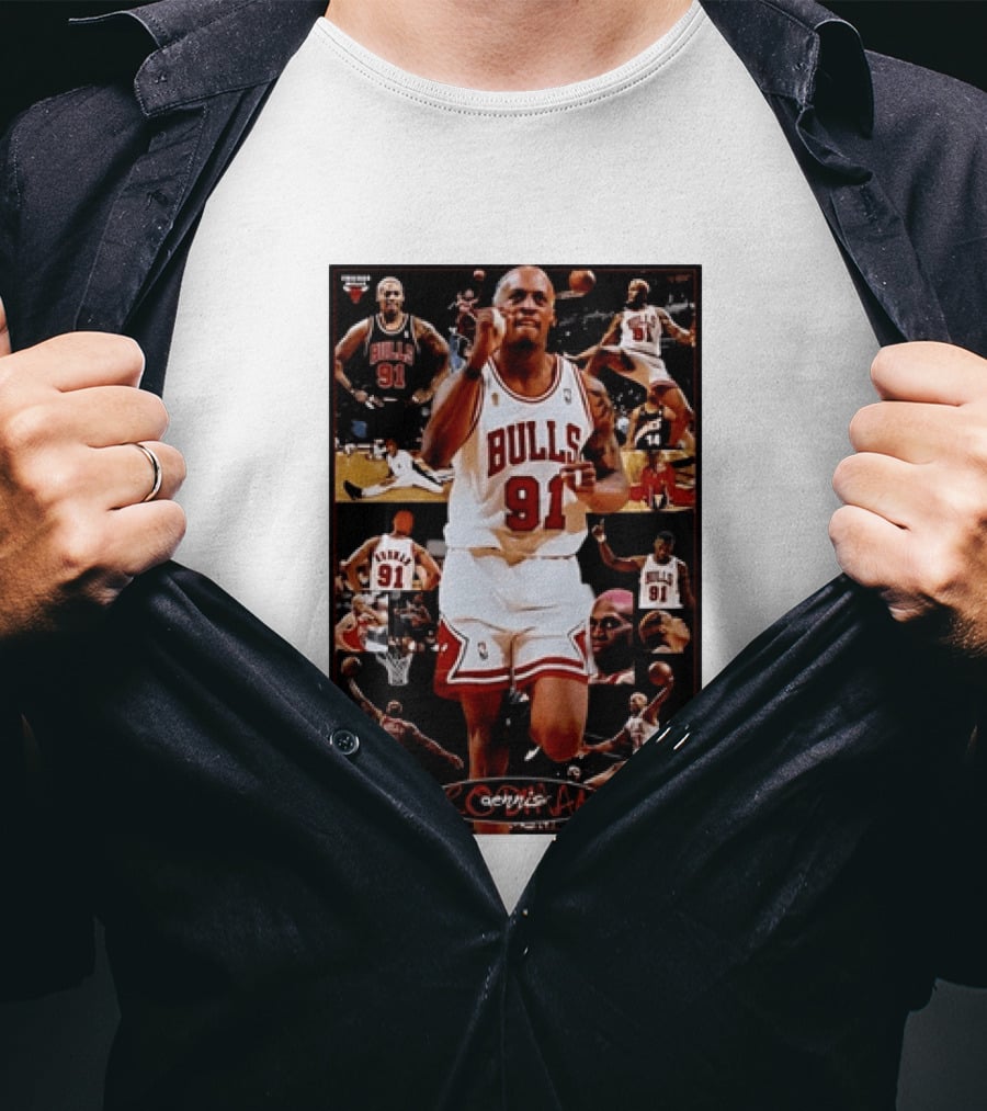 Dennis Rodman Chicago Bulls 91 Iconic NBA Basketball Highlights T-Shirt