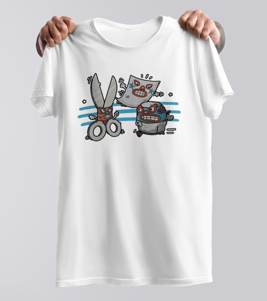 Lucha Libre Rock Paper Scissors Game Luchador Battle Characters T-Shirt
