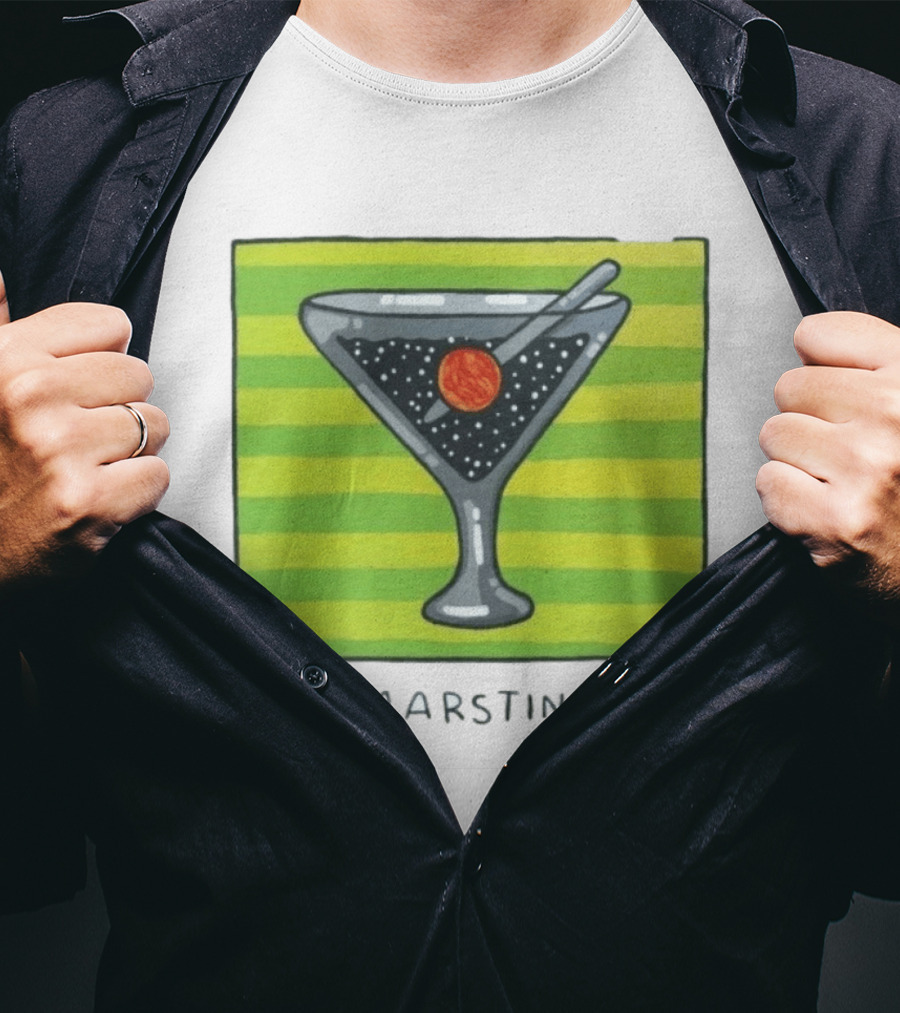 Marstini Planet Martini Cocktail Mars Space Themed Drink T-Shirt