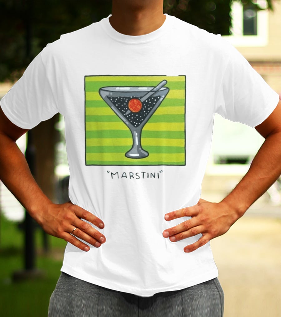 Marstini Planet Martini Cocktail Mars Space Themed Drink T-Shirt