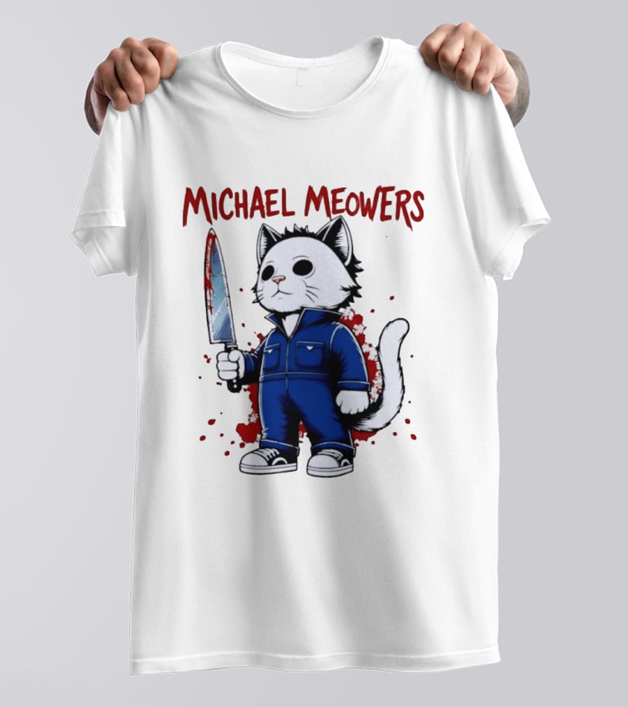 Michael Meowers Halloween Slasher Cat With Knife T-Shirt