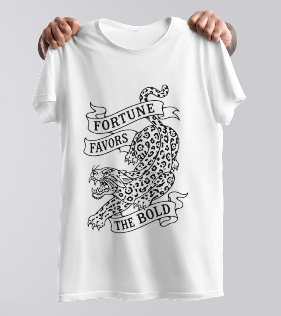 Fortune Favors The Bold Leopard Tattoo Big Cat T-Shirt
