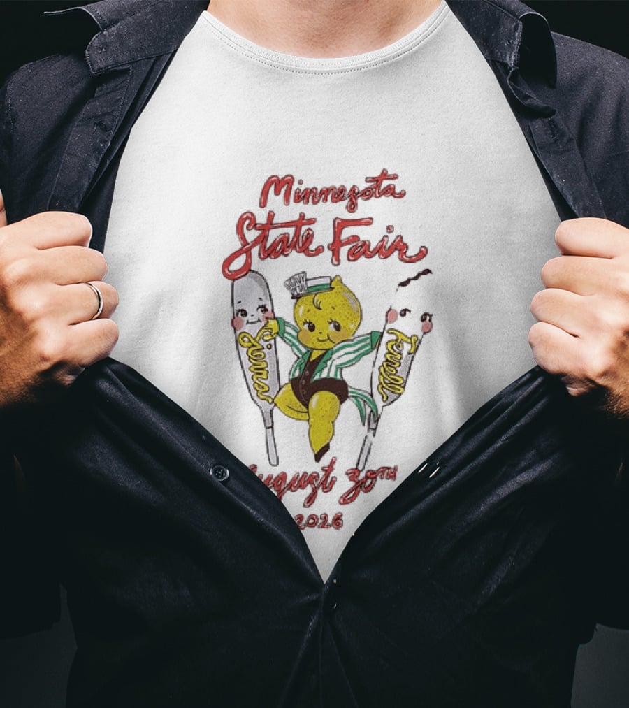 Minnesota State Fair August 30th 2026 Lemon Character With Corn Dogs T-Shirt