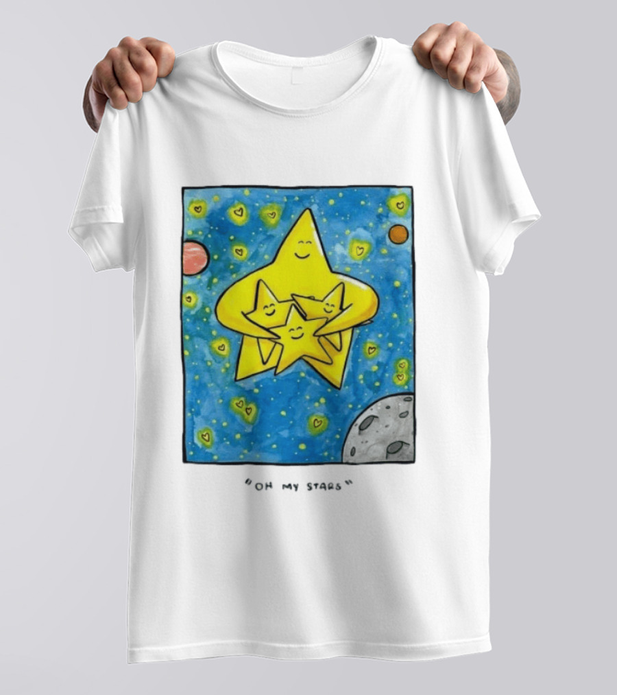 Oh My Stars Family Of Stars Celestial Background With Planets And Hearts T-Shirt