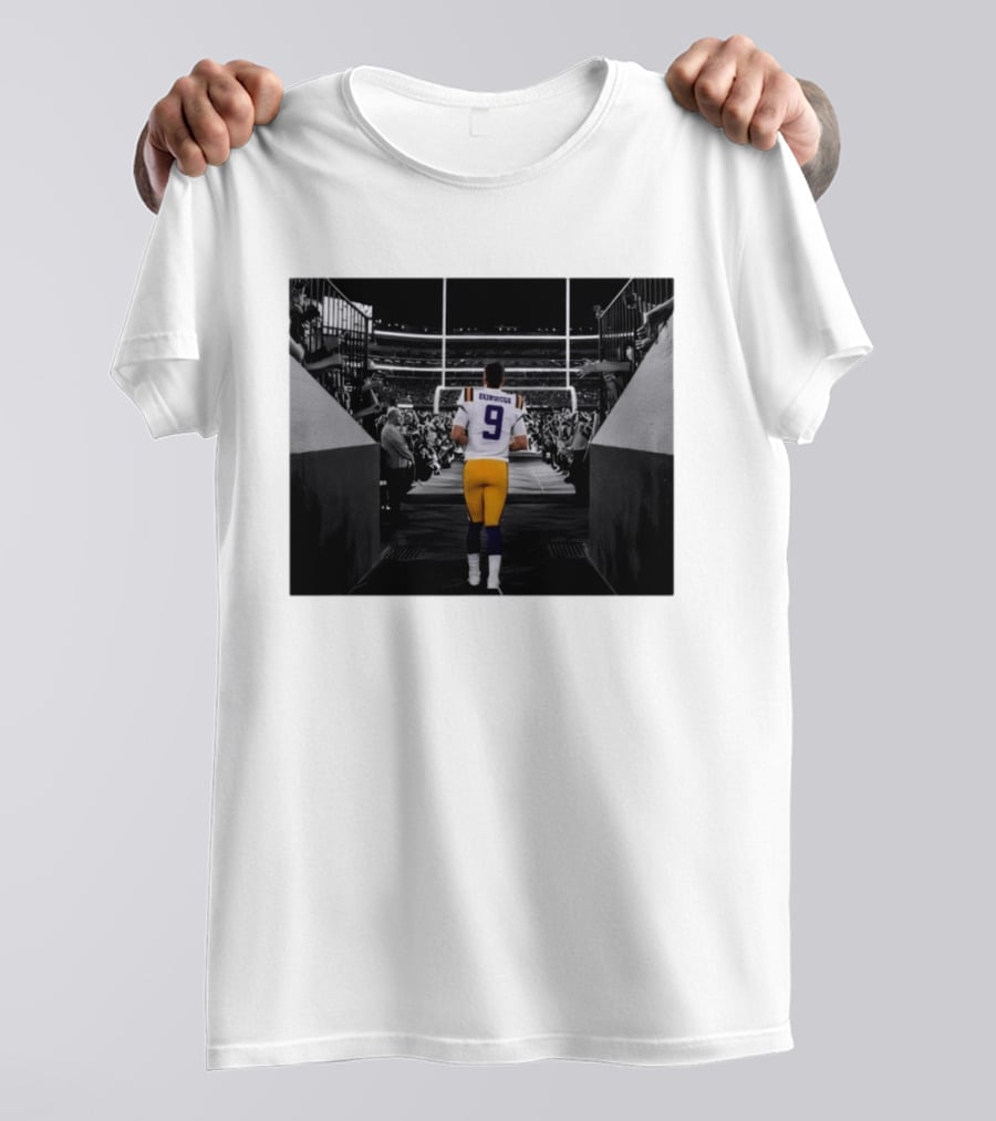 Joe Burrow 9 LSU Tigers Football Quarterback Stadium Entrance T-Shirt