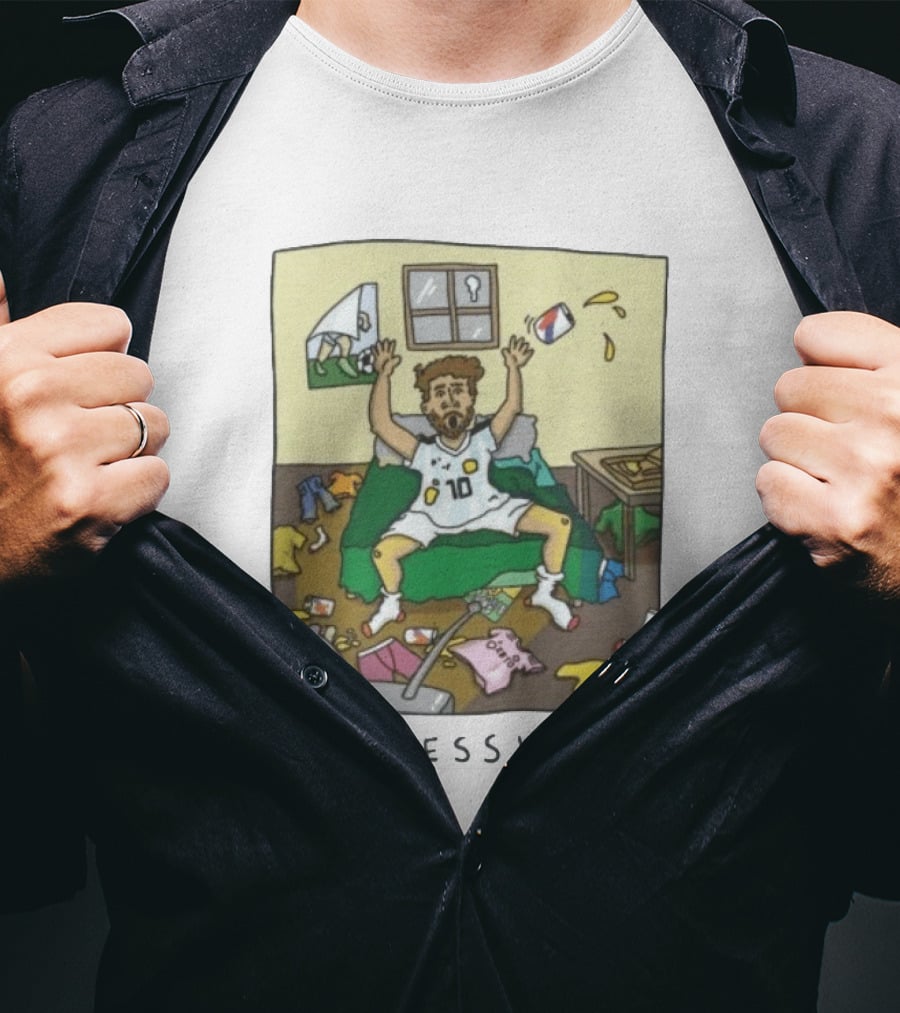 Lionel Messi Argentina Football Cartoon Messy Room T-Shirt