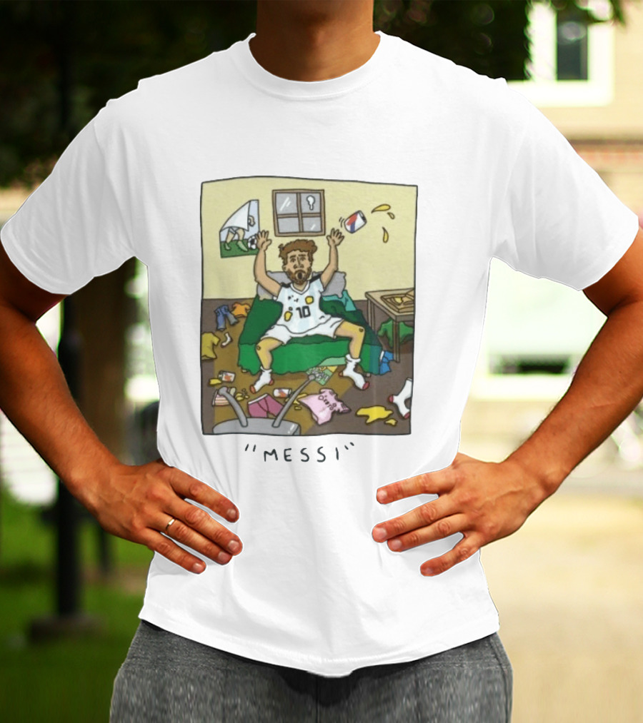 Lionel Messi Argentina Football Cartoon Messy Room T-Shirt