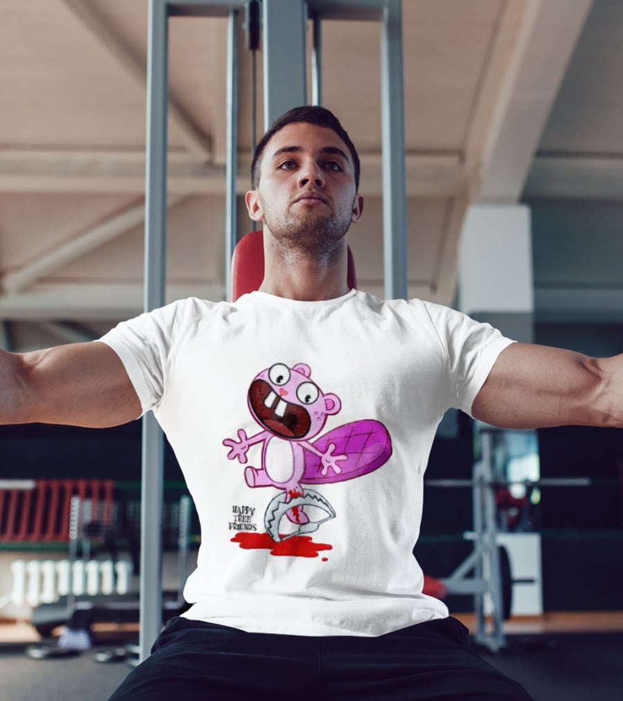 Toothy Happy Tree Friends Cartoon Beaver Stuck In Bear Trap T-Shirt