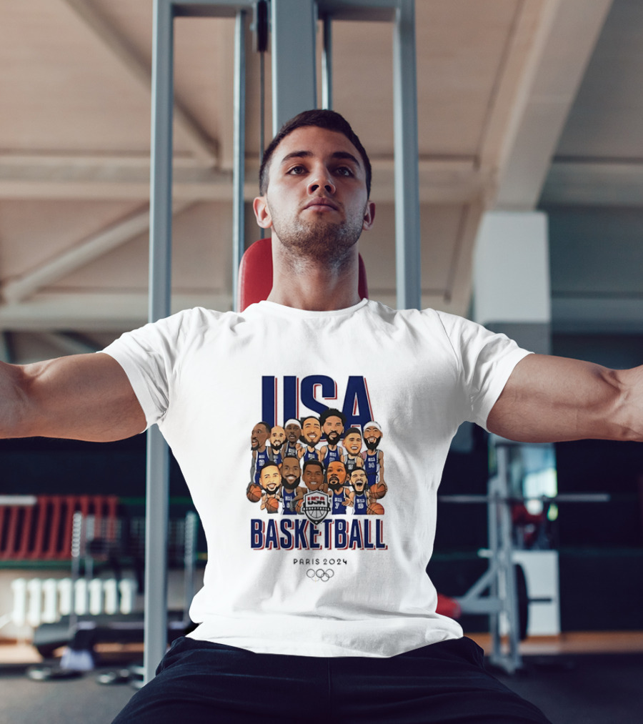 USA Basketball Team Paris 2024 Caricature Olympics T-Shirt