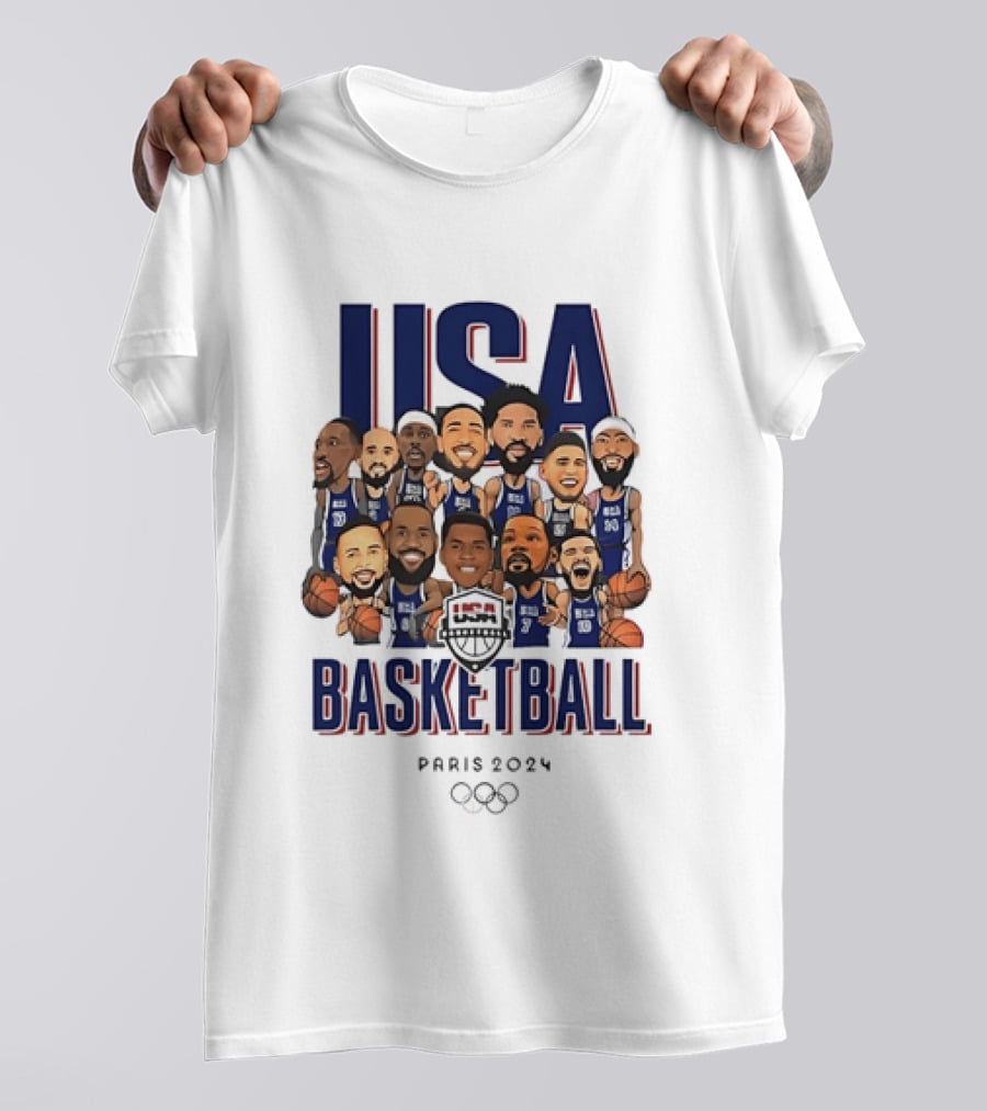 USA Basketball Team Paris 2024 Caricature Olympics T-Shirt