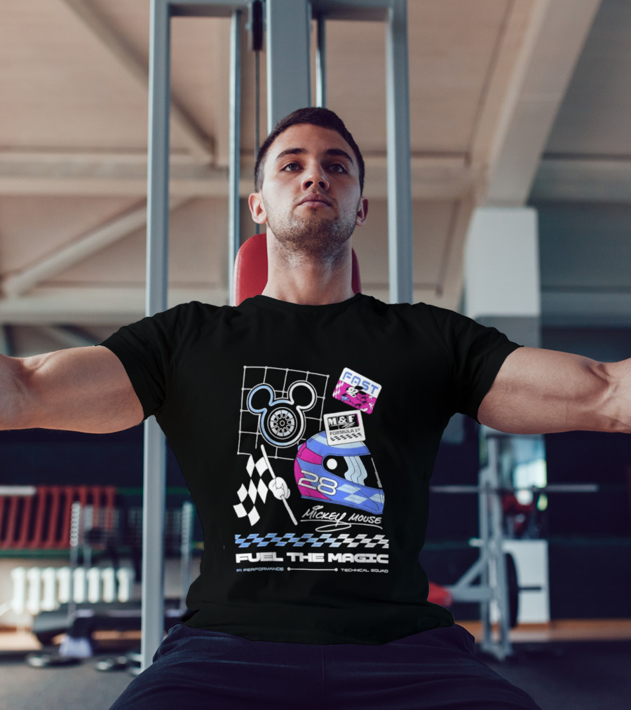 Mickey Mouse Fast Formula 1 Racing Helmet Fuel The Magic P1 Performance T-Shirt