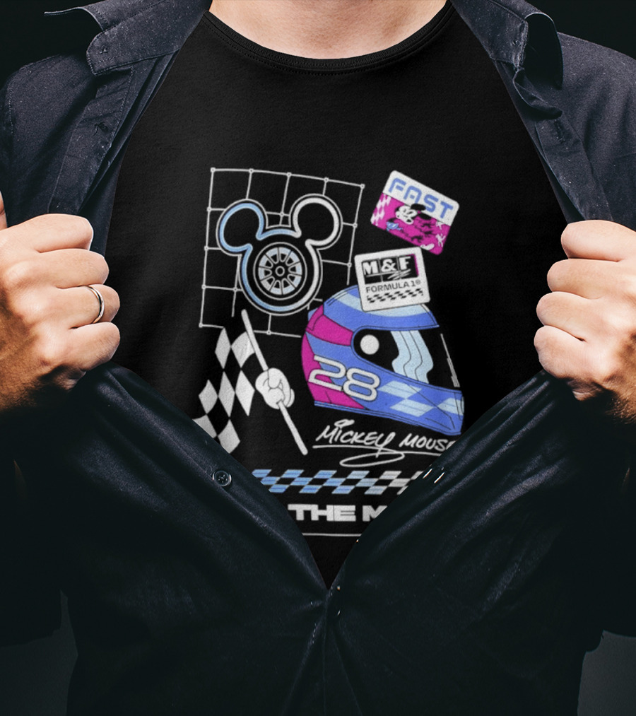 Mickey Mouse Fast Formula 1 Racing Helmet Fuel The Magic P1 Performance T-Shirt