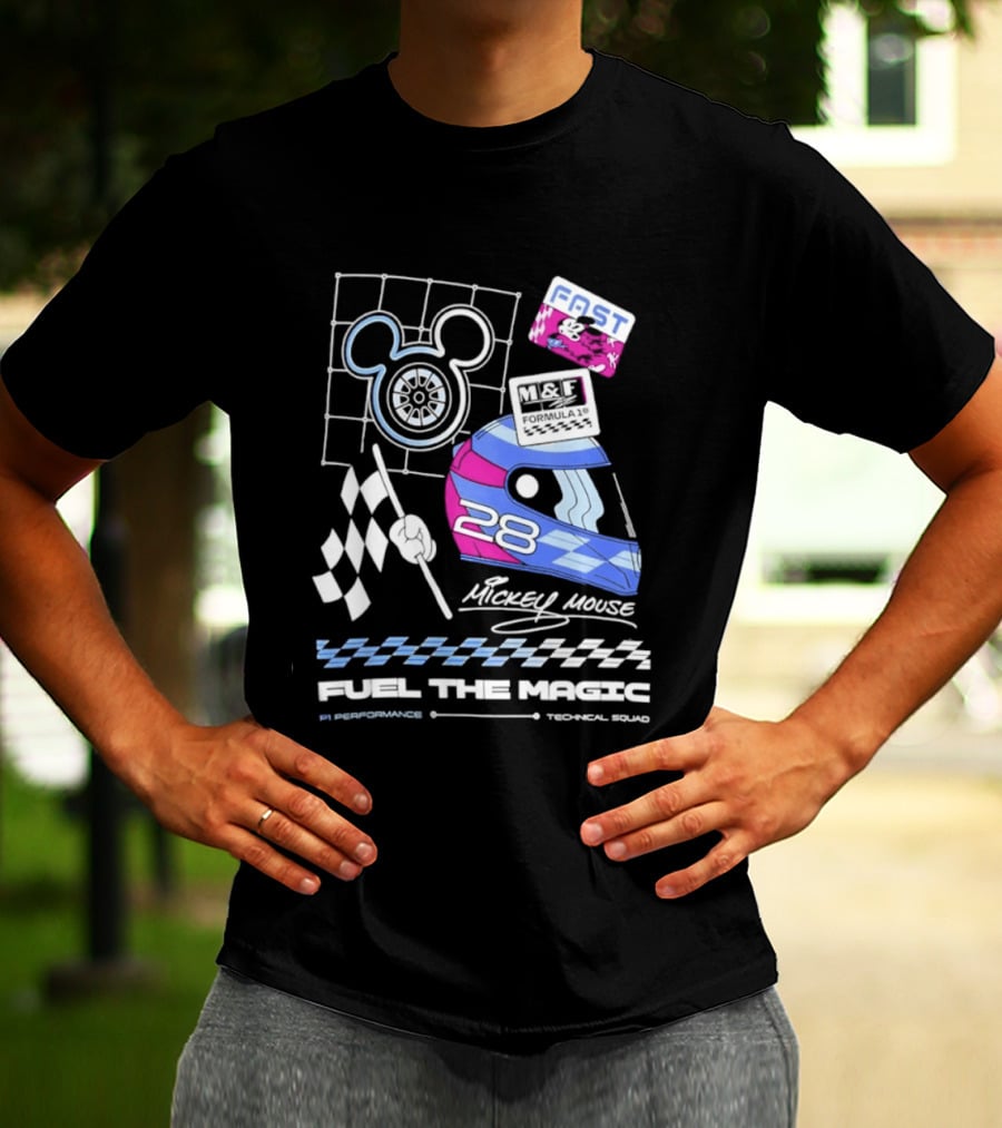 Mickey Mouse Fast Formula 1 Racing Helmet Fuel The Magic P1 Performance T-Shirt