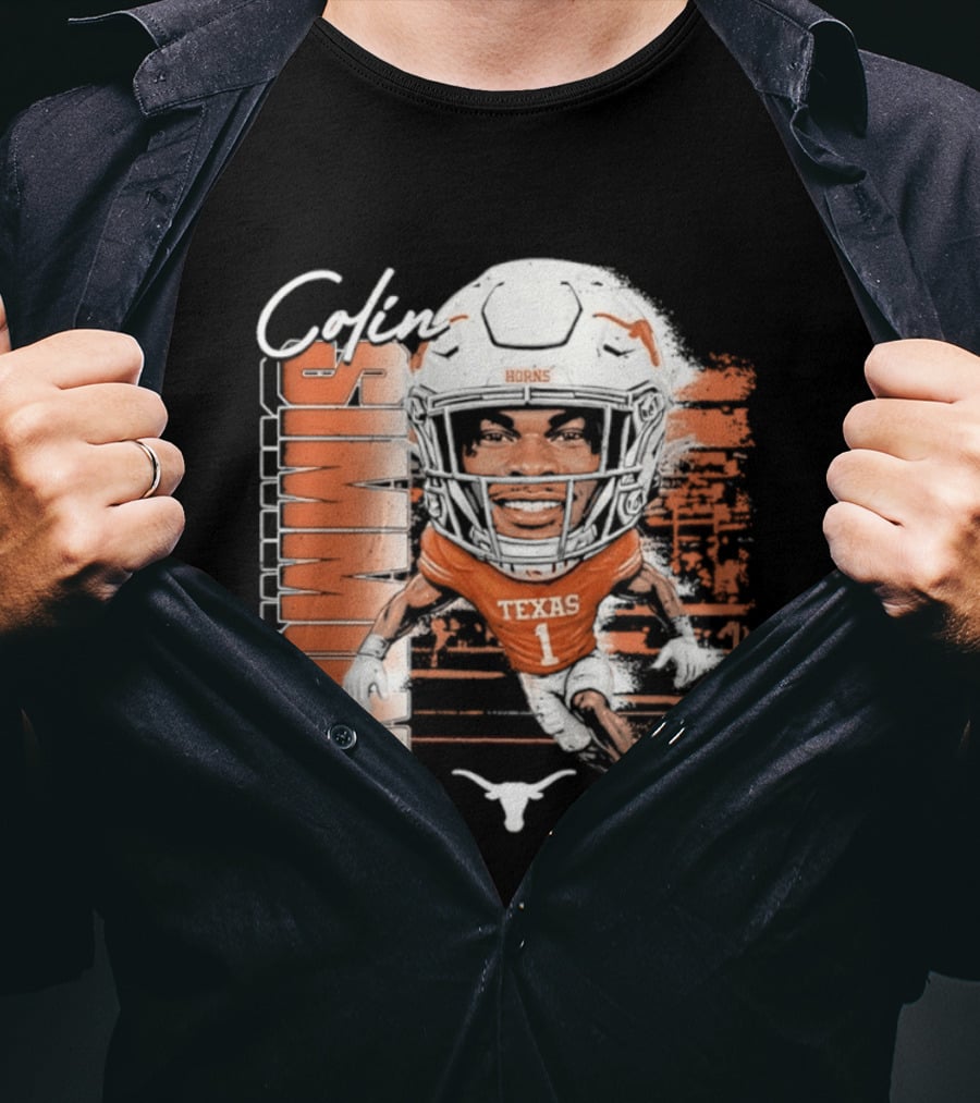 Colin Simmons Texas Longhorns Football Player Number 1 Distressed T-Shirt