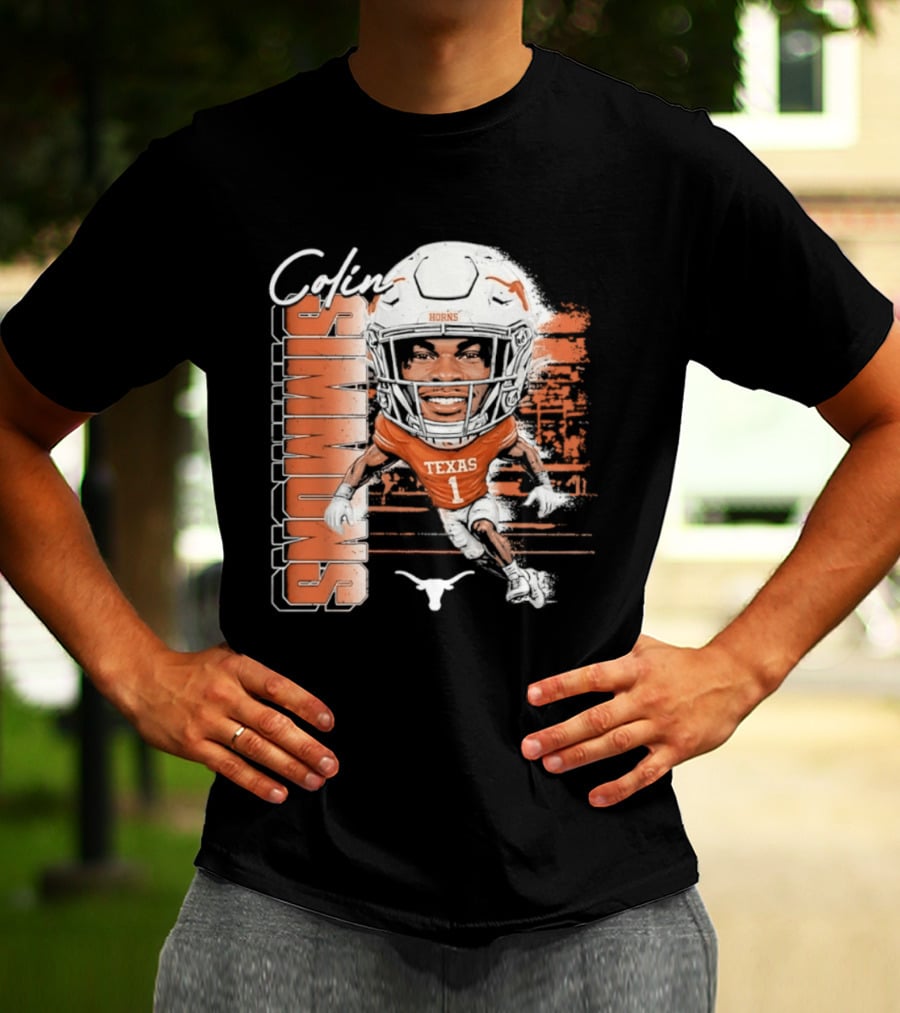 Colin Simmons Texas Longhorns Football Player Number 1 Distressed T-Shirt