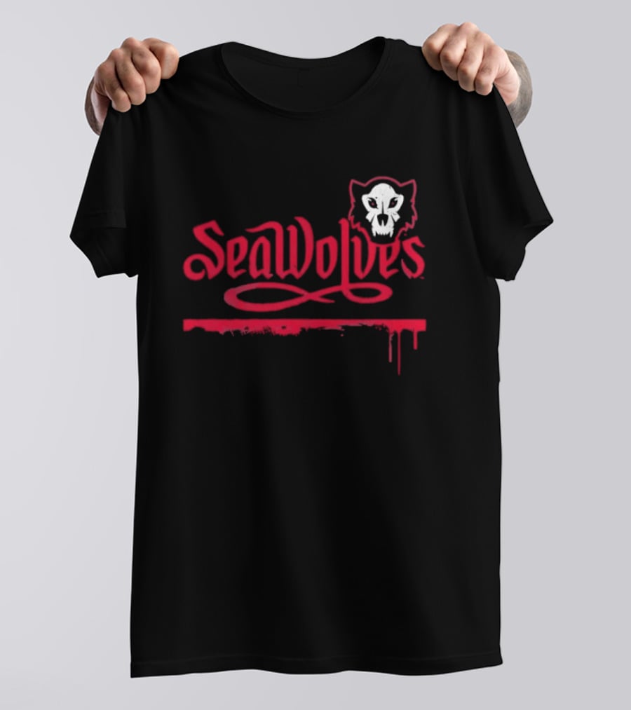 SeaWolves Skull Distressed Hockey Team Fan T-Shirt
