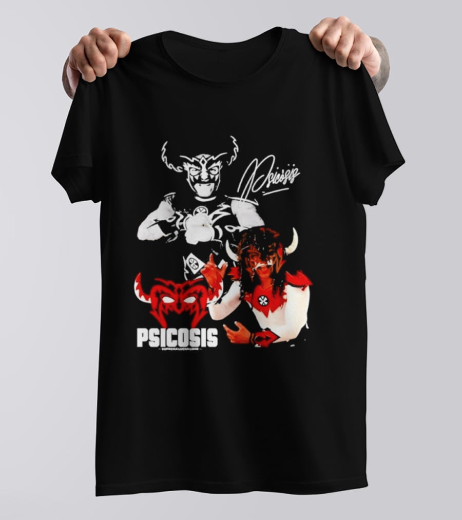 Psicosis Suprema Lucha Libre Wrestling Demon Mask Signature T-Shirt