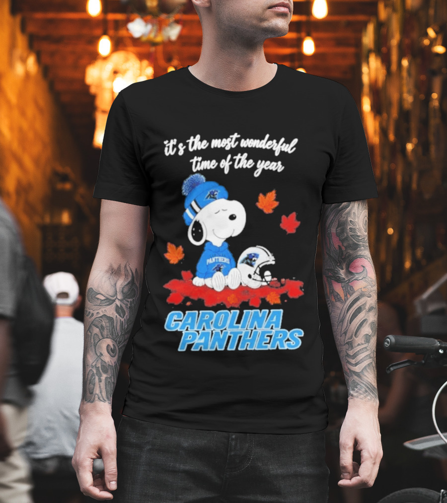 Carolina Panthers Snoopy Fall Halloween 2026 Most Wonderful Time Of The Year T-Shirt