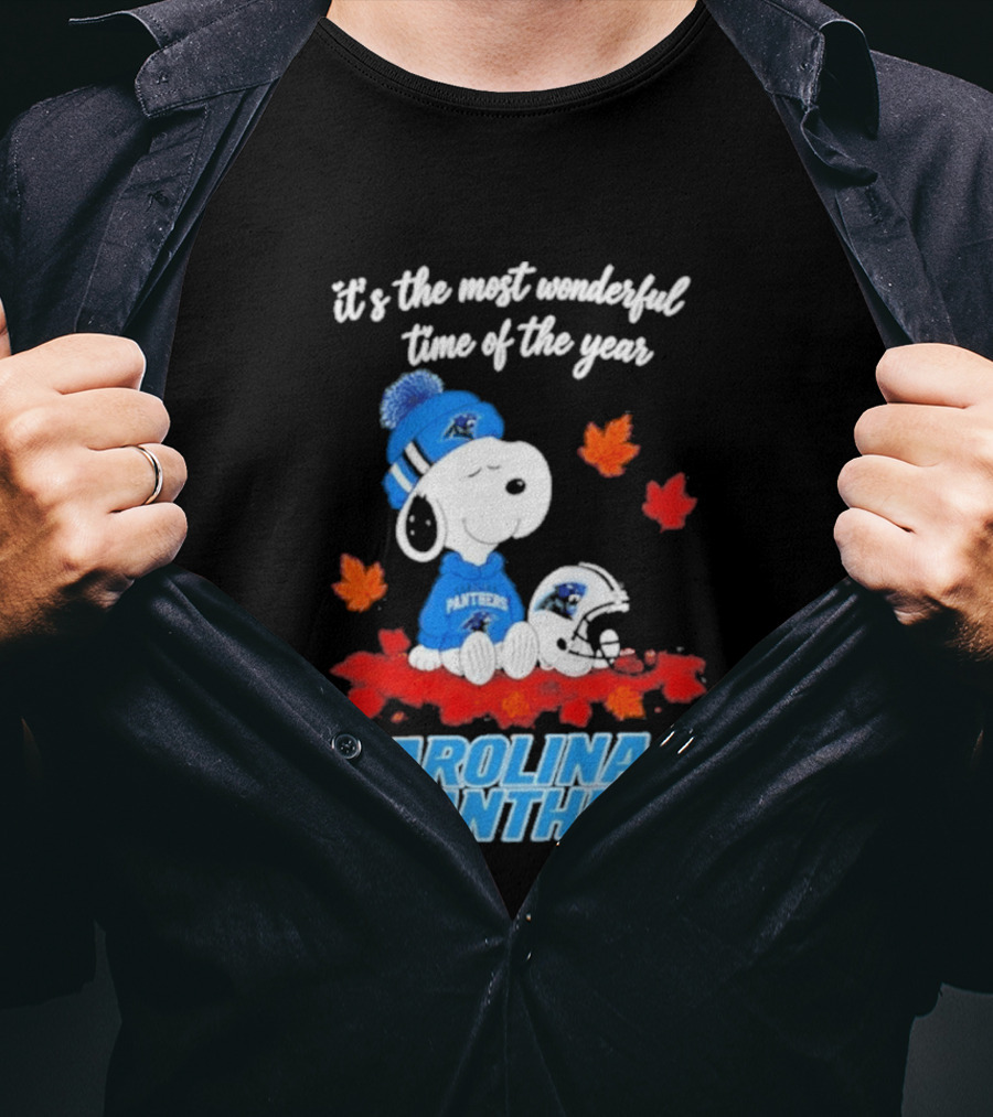 Carolina Panthers Snoopy Fall Halloween 2026 Most Wonderful Time Of The Year T-Shirt