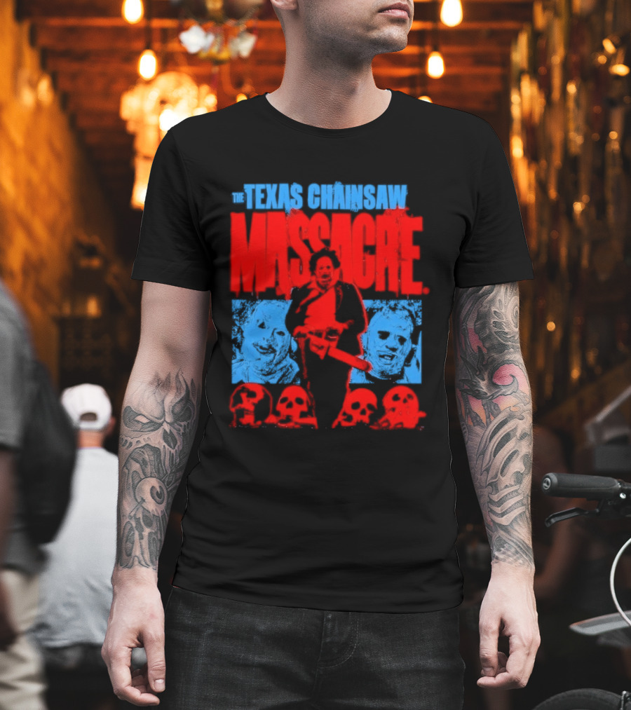 The Texas Chainsaw Massacre Leatherface Horror Movie Skulls Scene T-Shirt