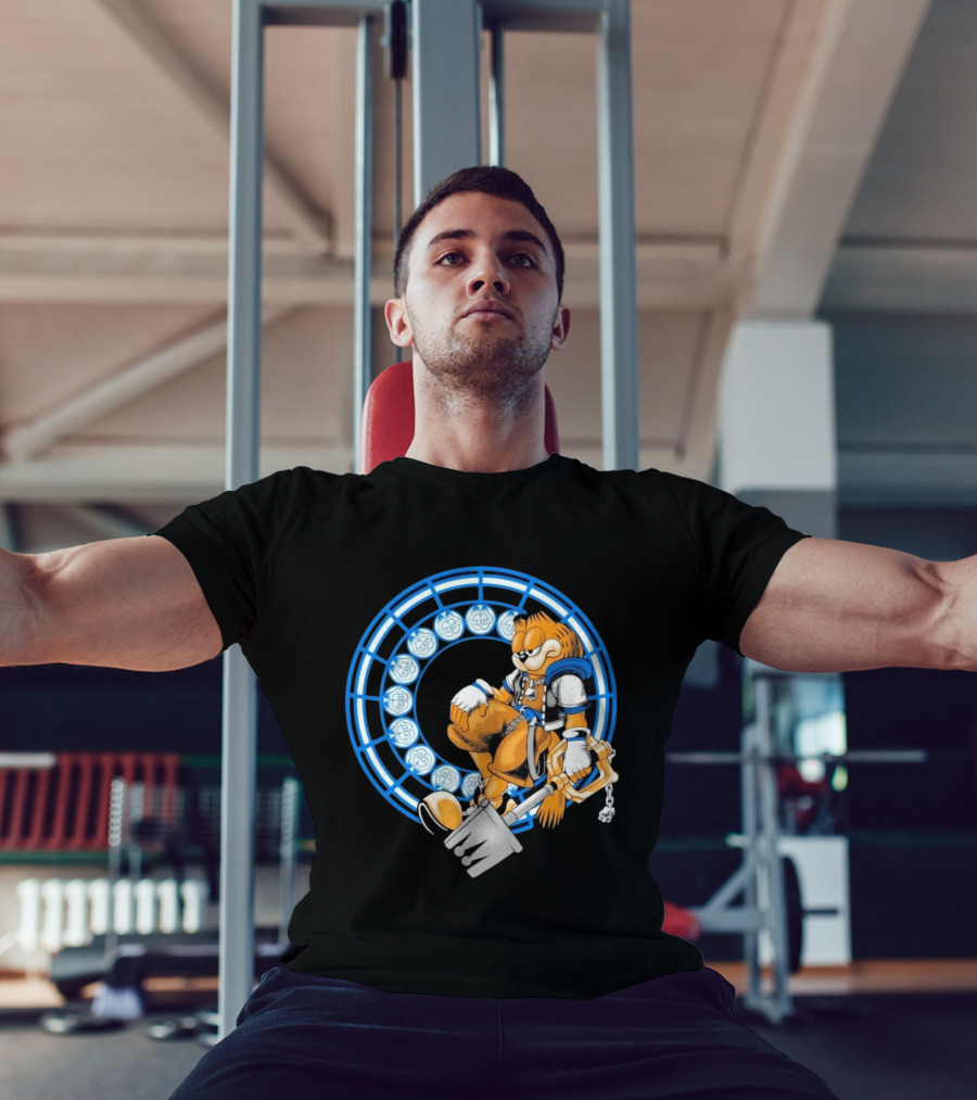 Just Another Heartless Monday Yetee Crossover With Keyblade Wielding Garfiend And Cool Blue Circles T-Shirt