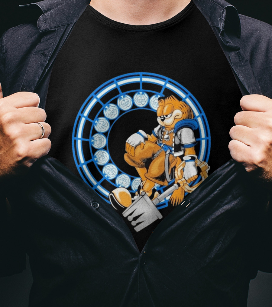 Just Another Heartless Monday Yetee Crossover With Keyblade Wielding Garfiend And Cool Blue Circles T-Shirt