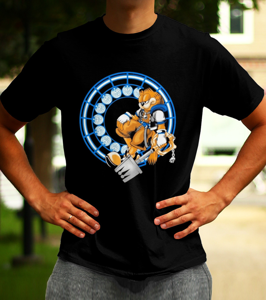 Just Another Heartless Monday Yetee Crossover With Keyblade Wielding Garfiend And Cool Blue Circles T-Shirt