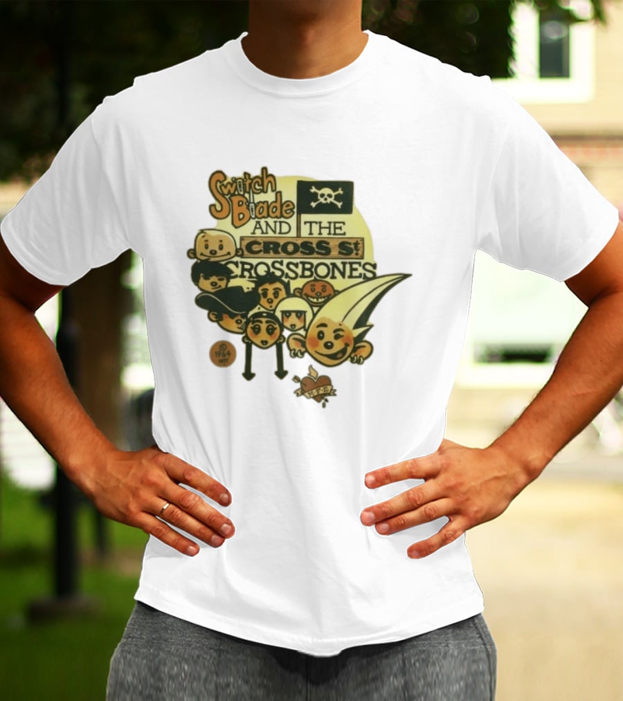 Switchblade And The Crossbones 1964 MFE Cartoon Characters With Skull Flag T-Shirt