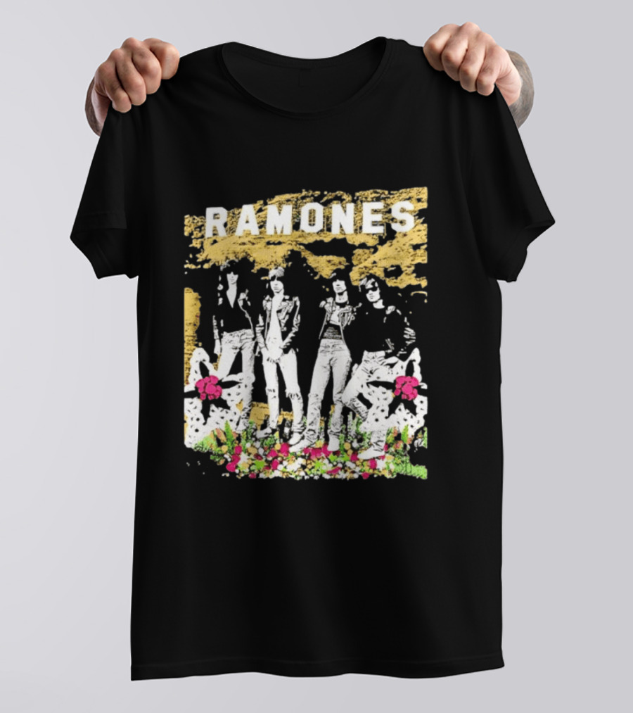Ramones Floral Punk Rock Music Band T-Shirt